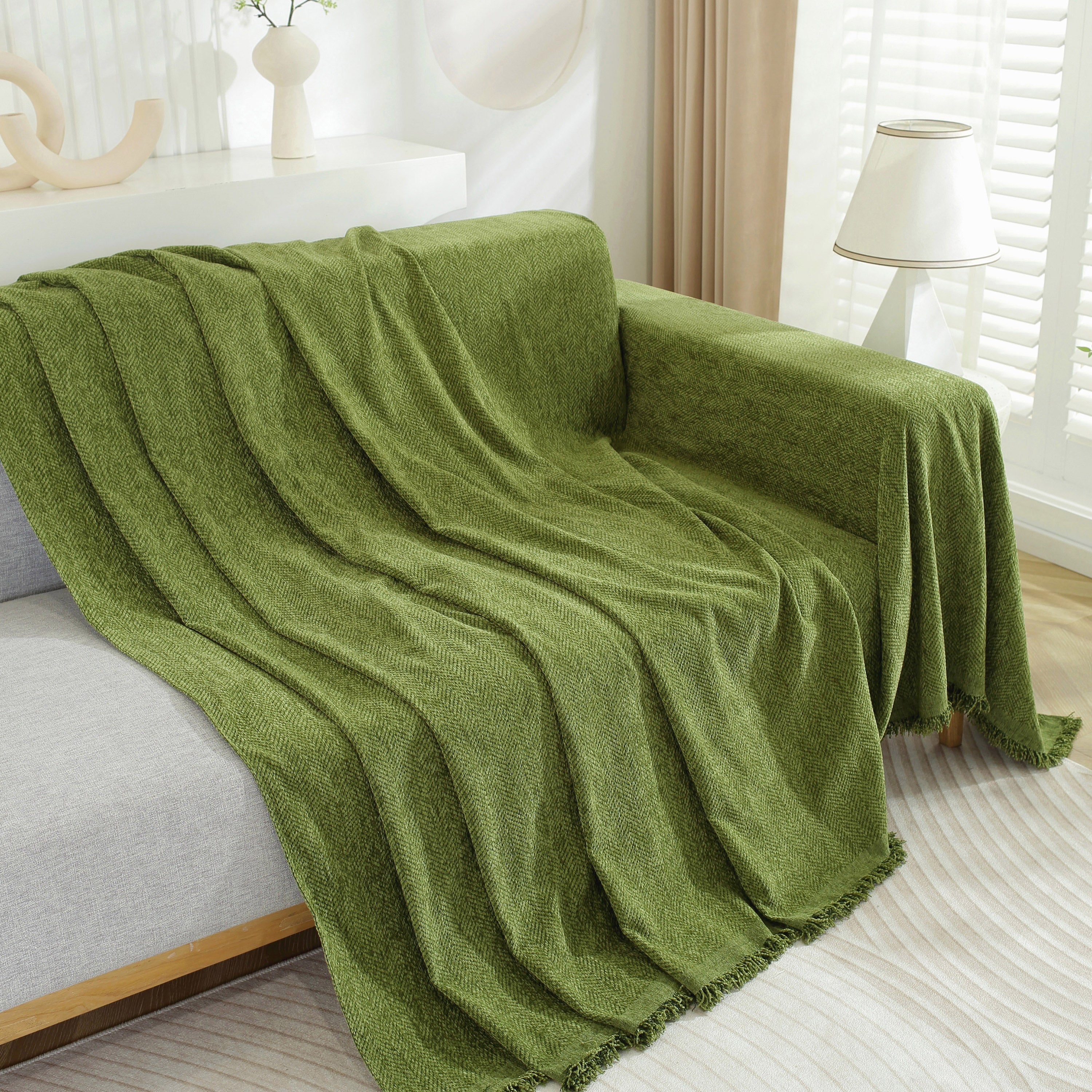 Chenille Herringbone Couch Protector Blanket, Stylish Throw Blankets For Couch And Couch Throw Cover
