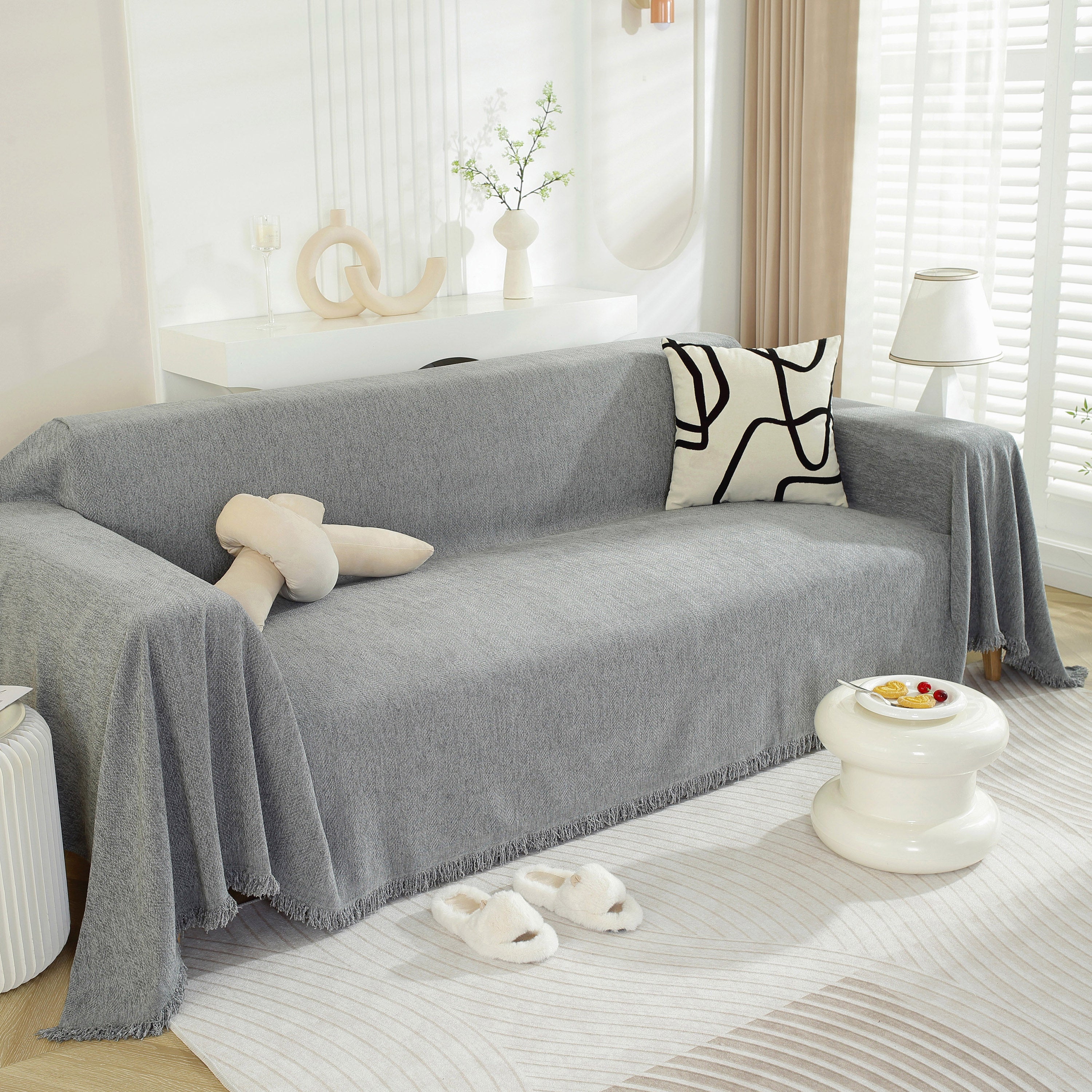 Chenille Herringbone Couch Protector Blanket, Stylish Throw Blankets For Couch And Couch Throw Cover