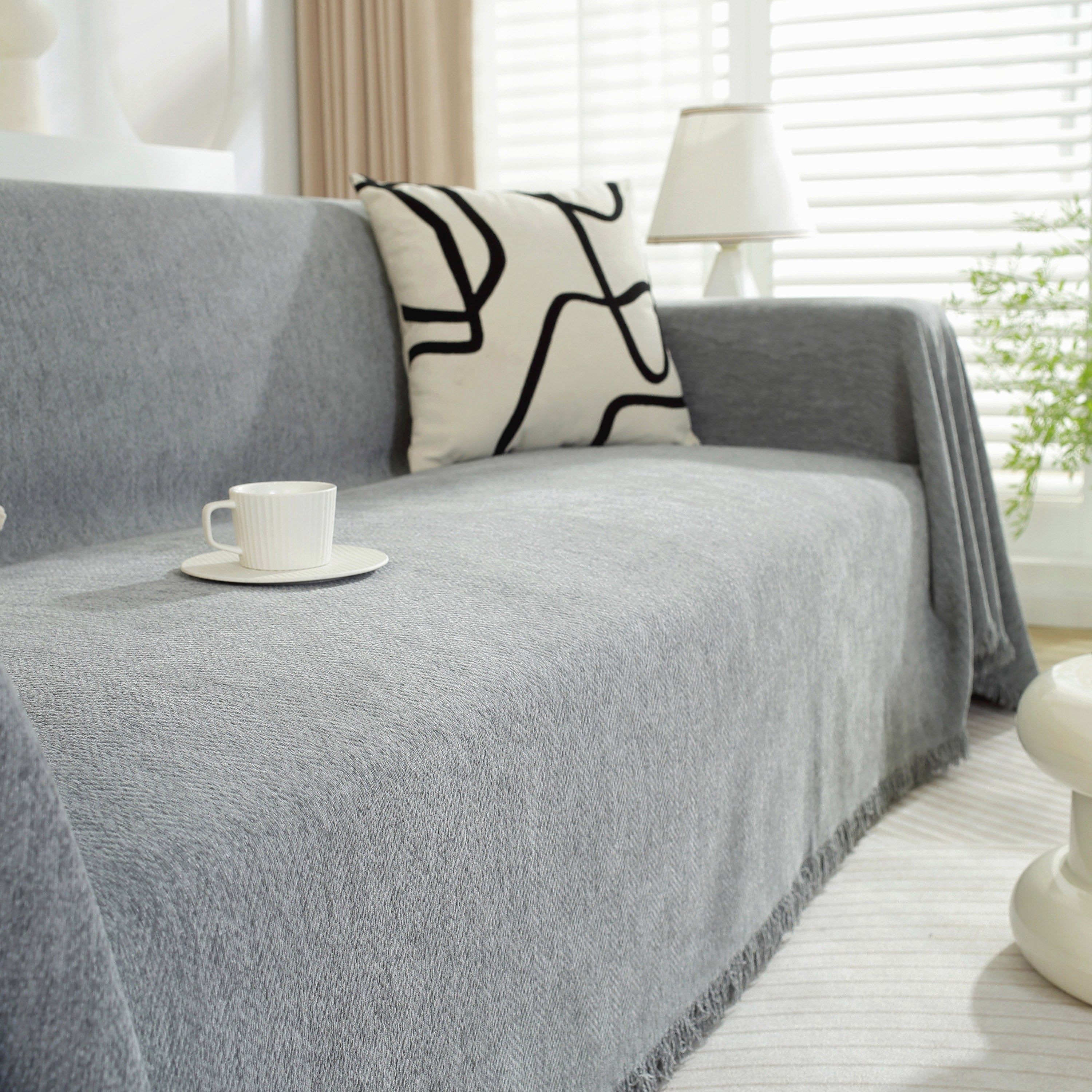 Chenille Herringbone Couch Protector Blanket, Stylish Throw Blankets For Couch And Couch Throw Cover