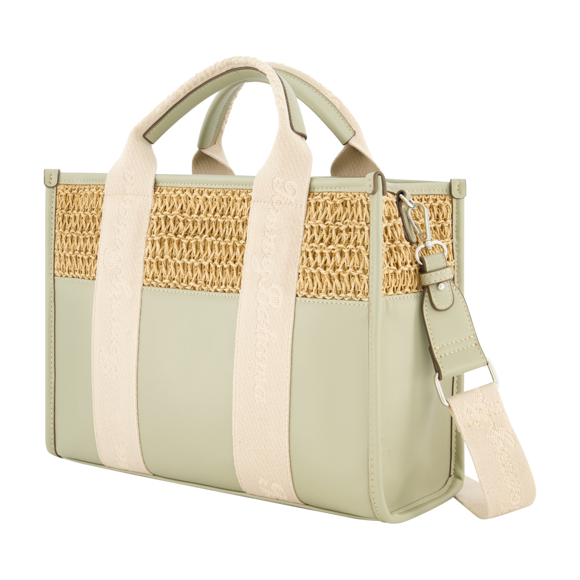 Tommy Bahama Raffia/pu Logo Webbing Modern Tote, Sage