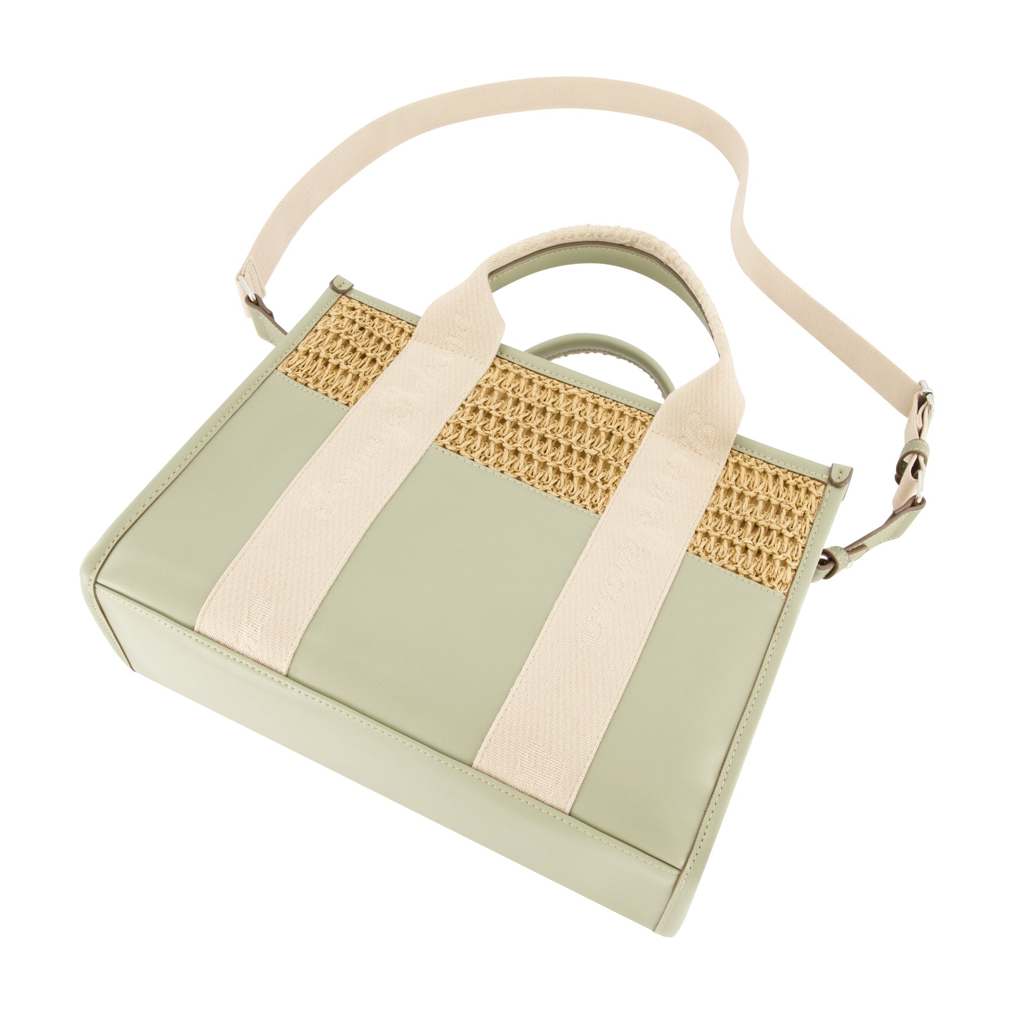 Tommy Bahama Raffia/pu Logo Webbing Modern Tote, Sage