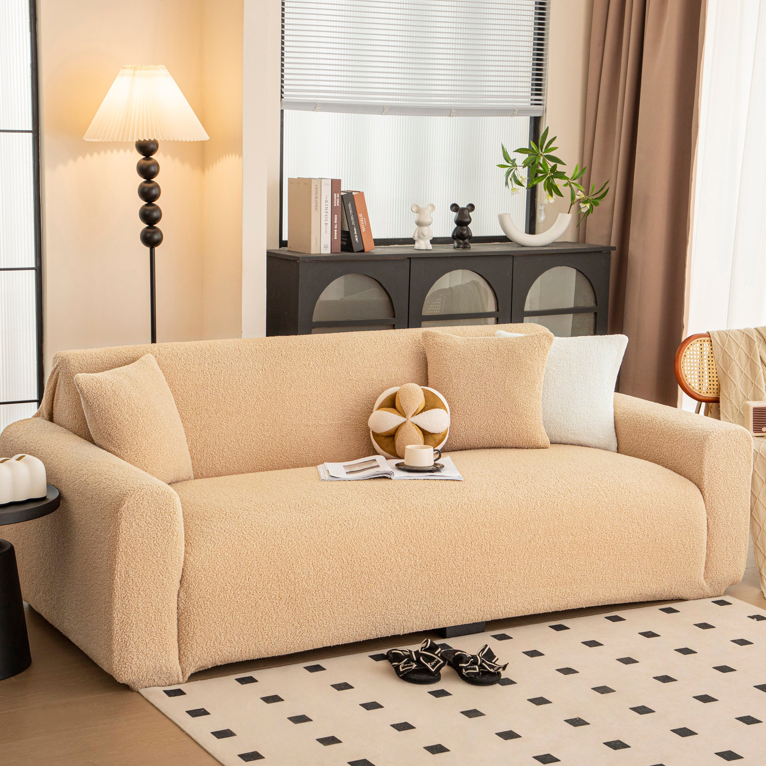 Stretch Plush Fitted Couch Slipcover Furniture Protector For 1/2/3/4/5 Cushion Couch