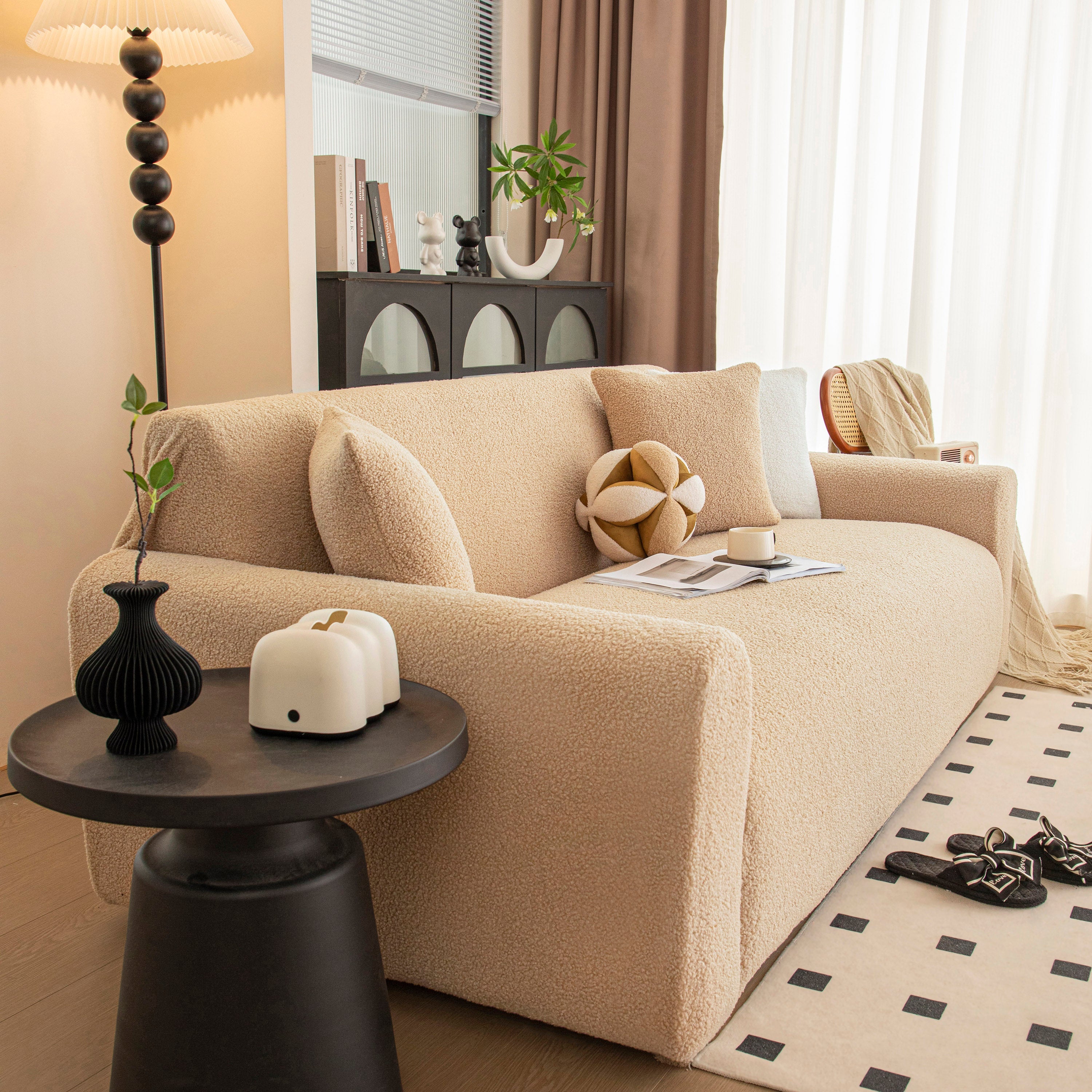 Stretch Plush Fitted Couch Slipcover Furniture Protector For 1/2/3/4/5 Cushion Couch
