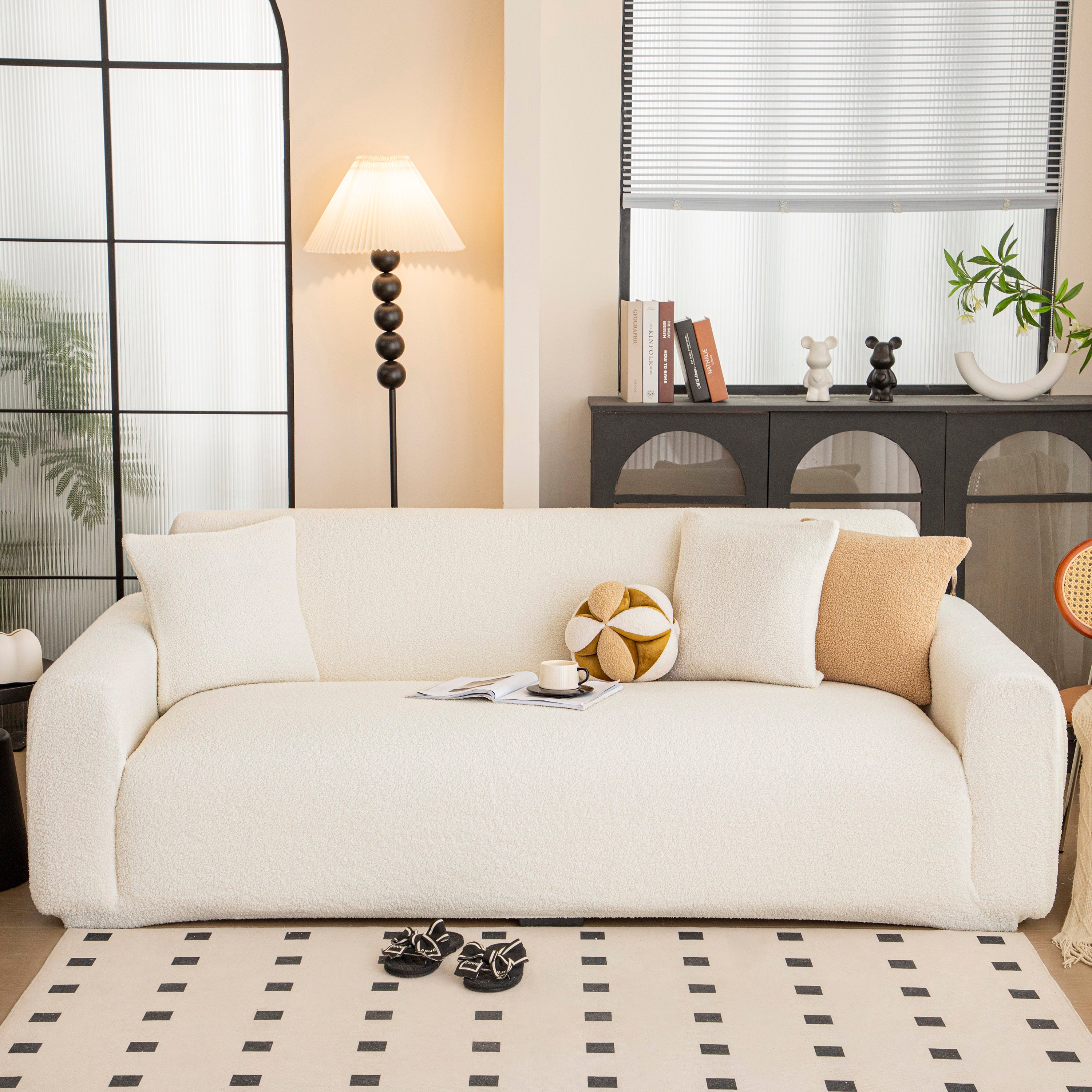 Stretch Plush Fitted Couch Slipcover Furniture Protector For 1/2/3/4/5 Cushion Couch