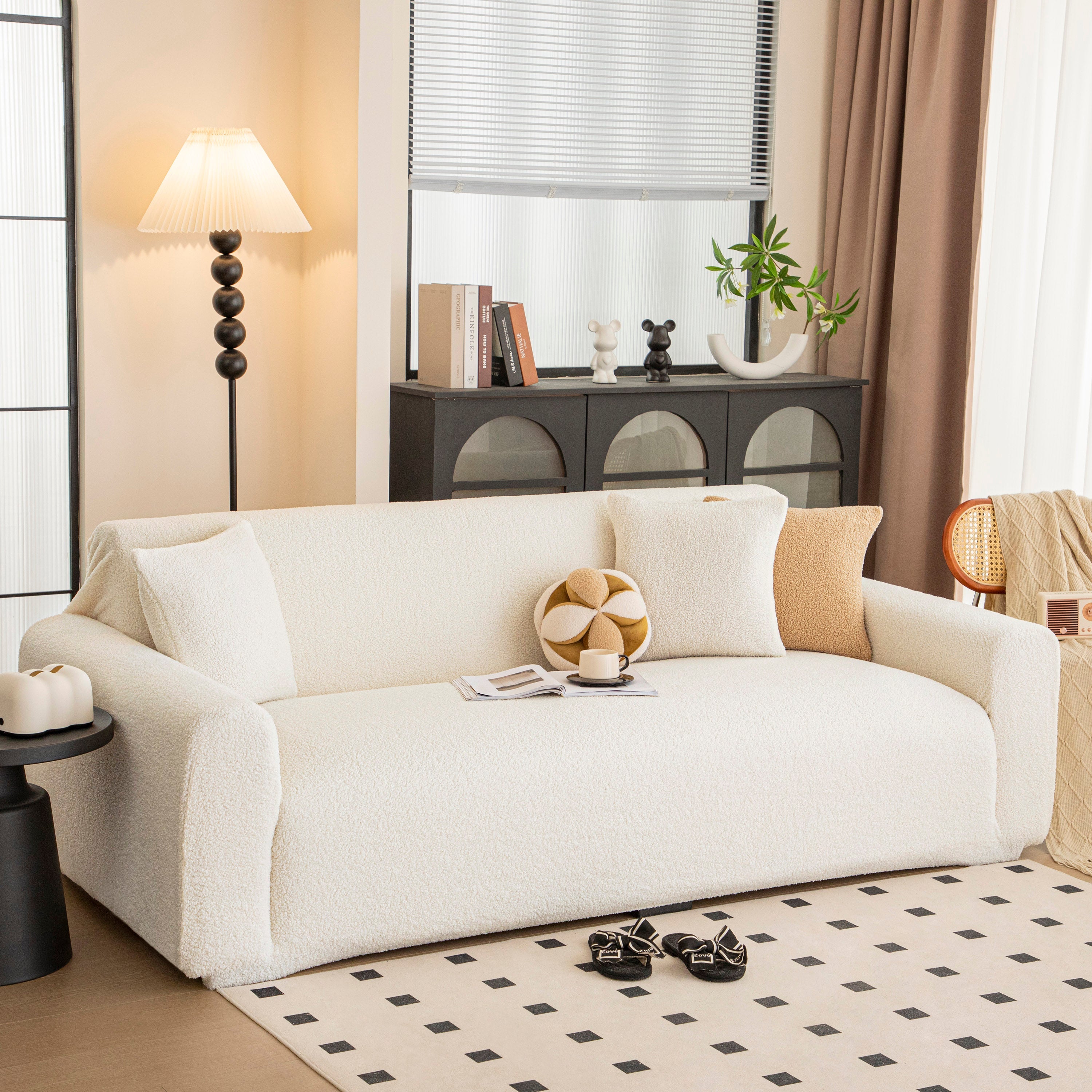 Stretch Plush Fitted Couch Slipcover Furniture Protector For 1/2/3/4/5 Cushion Couch