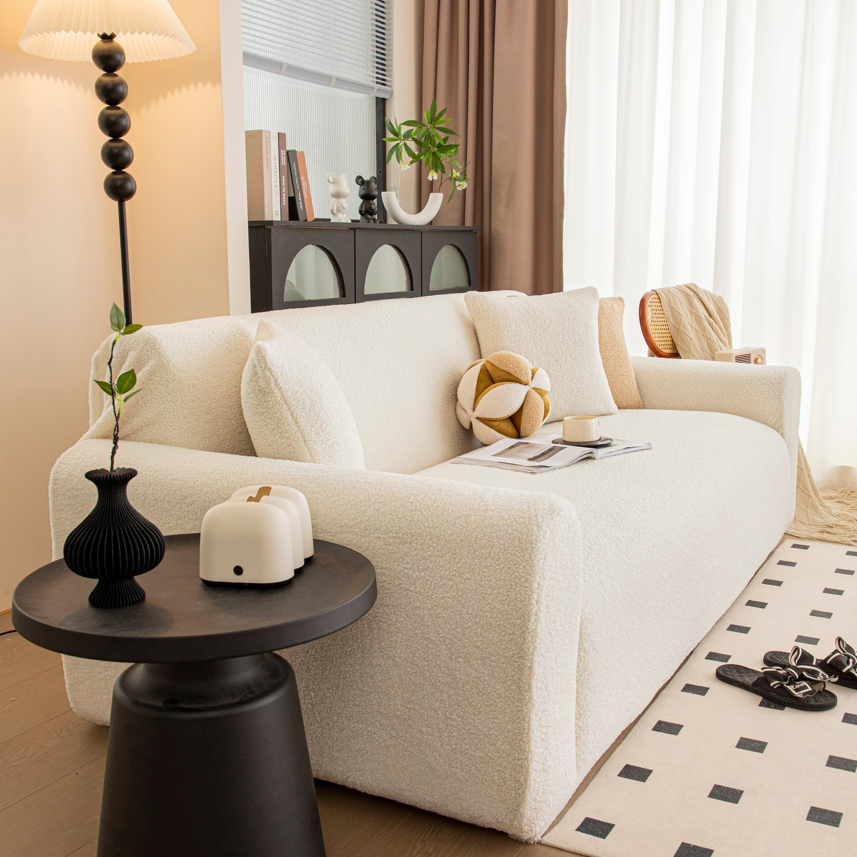 Stretch Plush Fitted Couch Slipcover Furniture Protector For 1/2/3/4/5 Cushion Couch