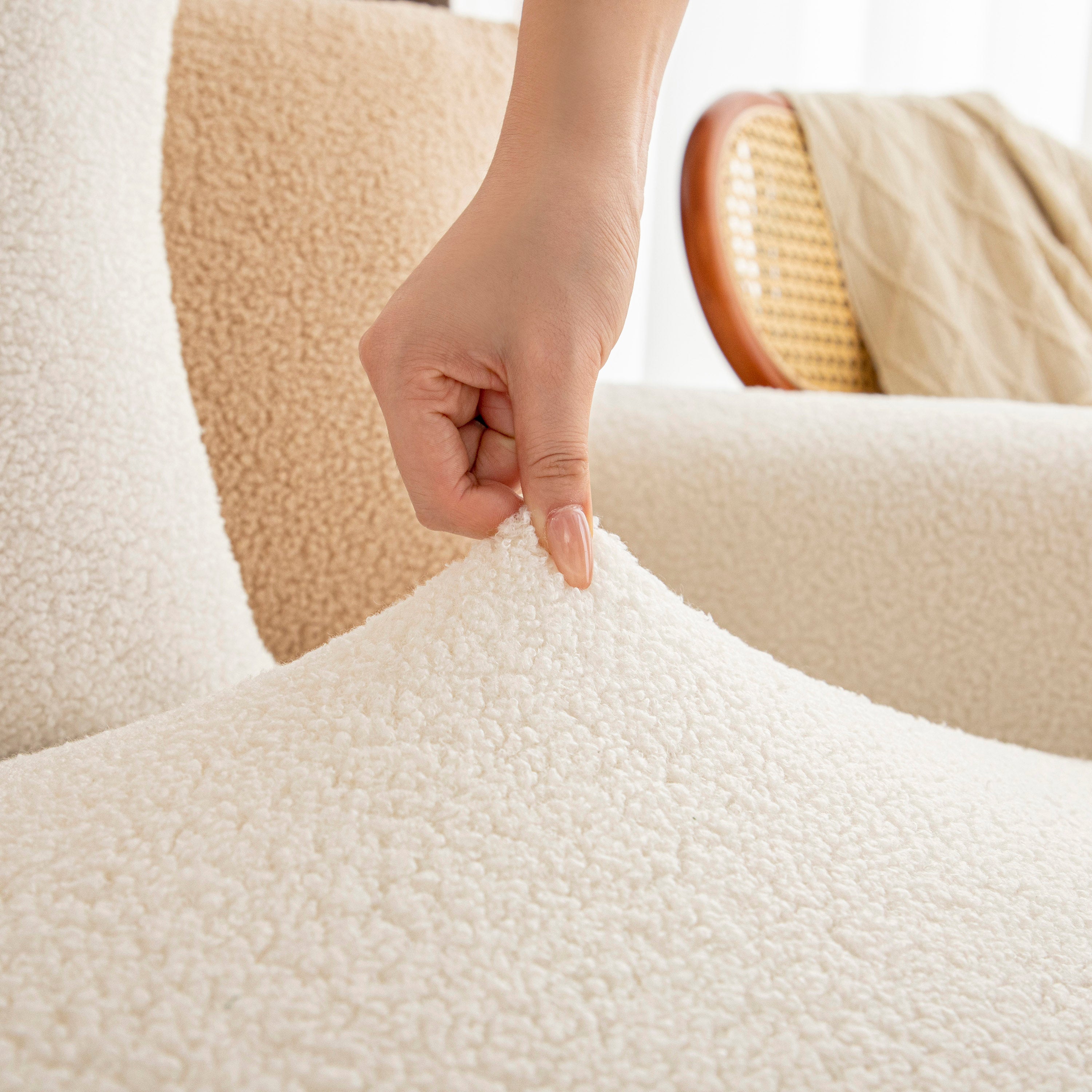 Stretch Plush Fitted Couch Slipcover Furniture Protector For 1/2/3/4/5 Cushion Couch