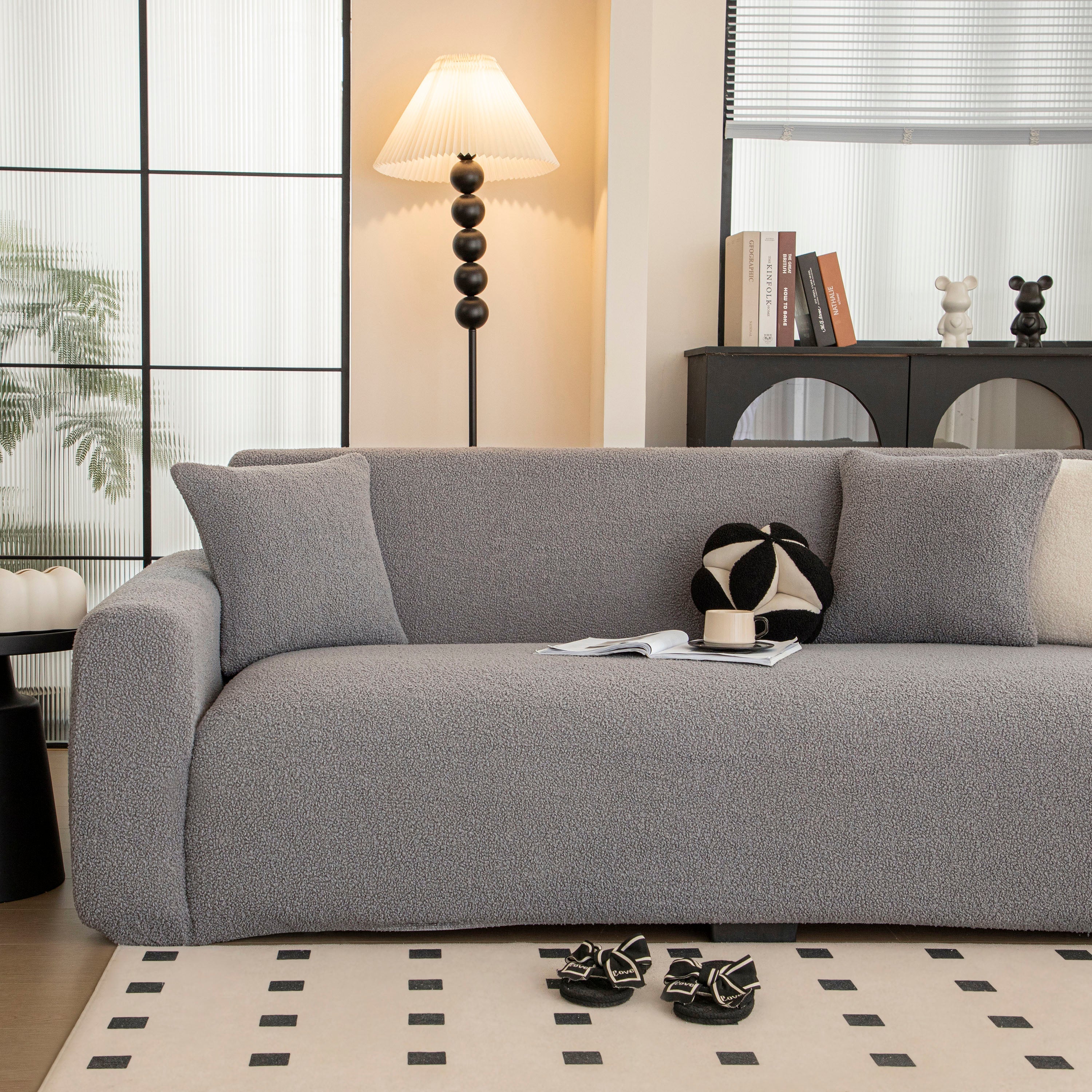 Stretch Plush Fitted Couch Slipcover Furniture Protector For 1/2/3/4/5 Cushion Couch
