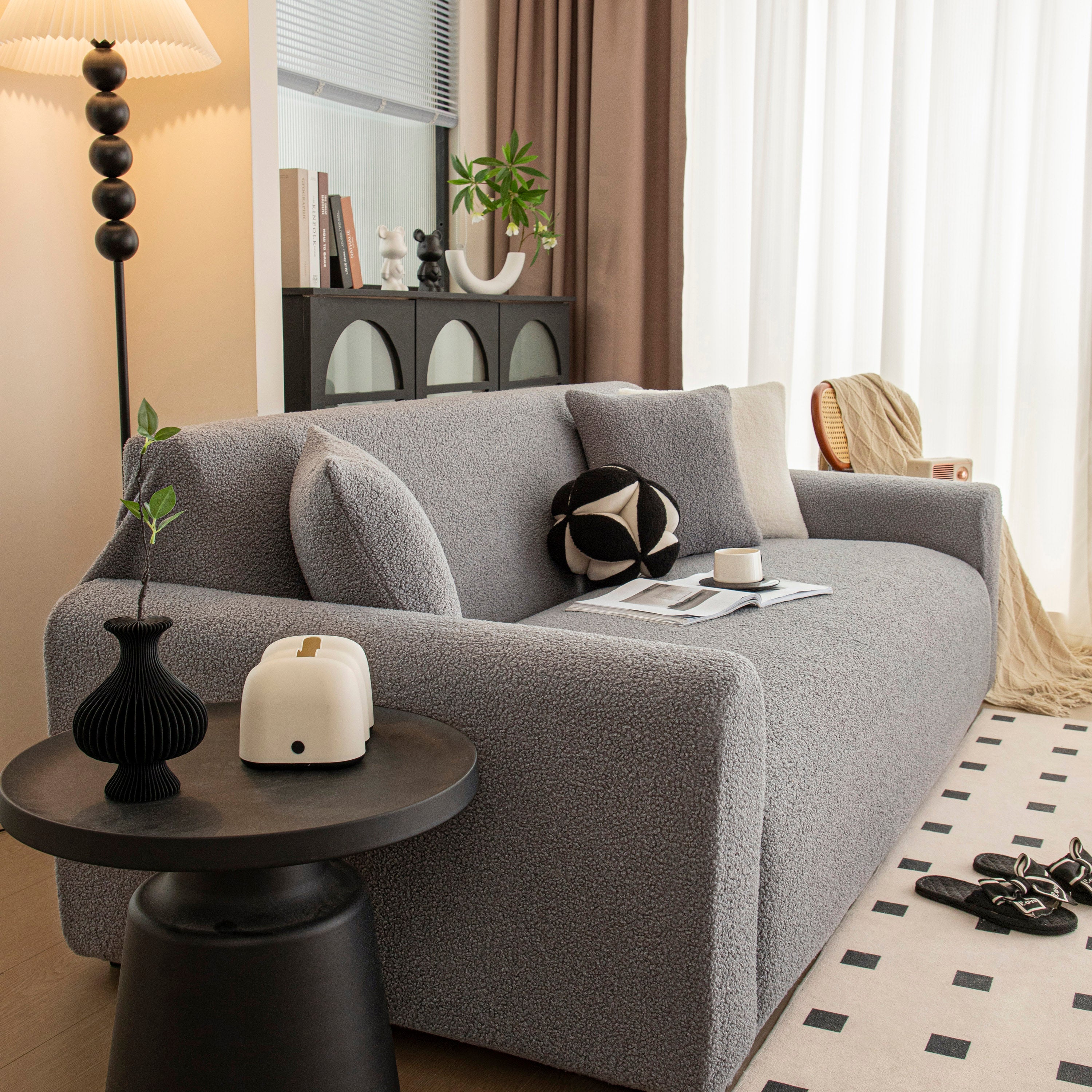 Stretch Plush Fitted Couch Slipcover Furniture Protector For 1/2/3/4/5 Cushion Couch