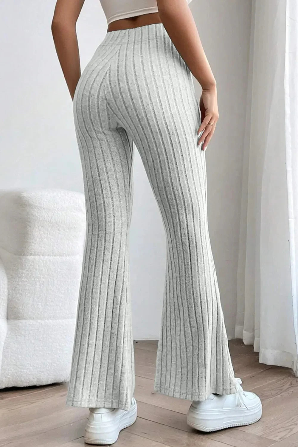 Basic Bae Full Size Ribbed High Waist Flare Pants | Includes Plus Size