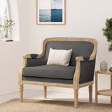 Becoming Upholstered Club Chair with Turned Leg and Carved Design