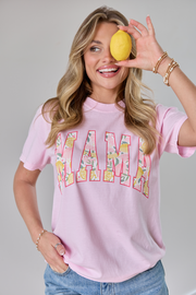 Mama Block Lemons Print Light Pink Graphic Tee