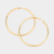 2.25 Inch Metal Hoop Clip On Earrings