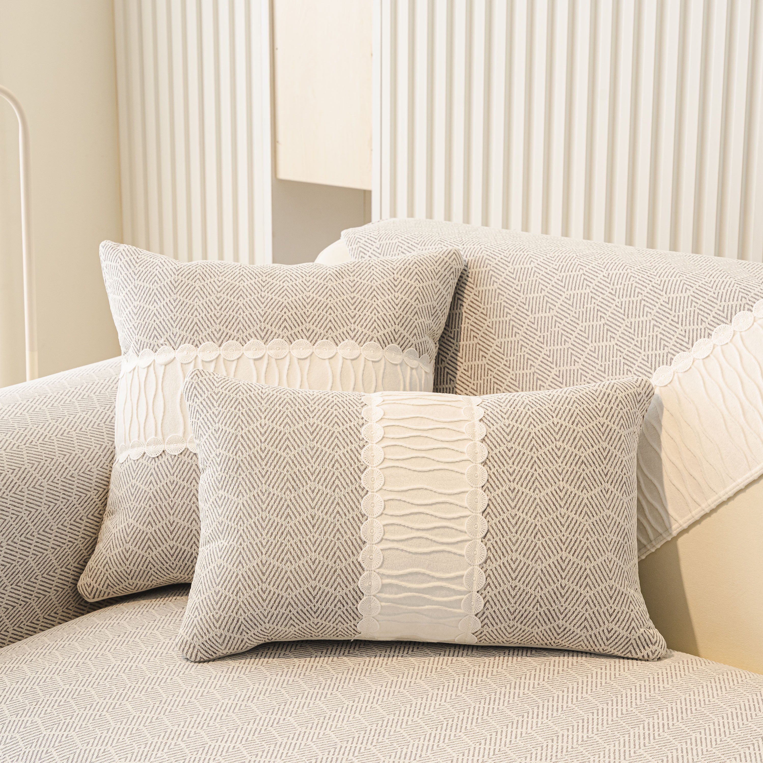 Herringbone Sofa Protector Cover, Non-slip Couch Cover For Seat, Back & Arms