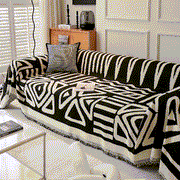 Chenille Geometric Sofa Throw Blanket, Boho Washable Furniture Throw Covers For Sofa