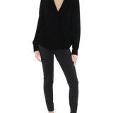 Lauren Ralph Lauren Women's Velvet Surplice Blouse Black