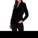 Lauren Ralph Lauren Women's Velvet Surplice Blouse Black