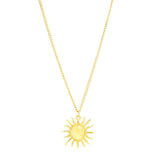 MAYAMAR 24K Gold Plated Polished Sun Pendant w/ 18"+3.5" Chain