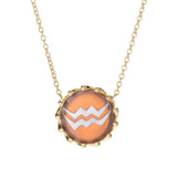 Cameo Italiano 18K Gold Plated Choice of Zodiac 15mm Shell Cameo Necklace