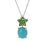 Gem Treasures 12x10mm Sleeping Beauty Turquoise & Exotic Gem Flower Pendant
