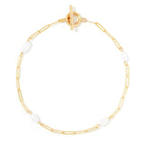 Stefano Oro 14K Gold Pearl Choice of Size Paperclip Bracelet