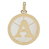 Viale18K Italian Gold 14.5mm Disc Mother-of-Pearl Initial Pendant