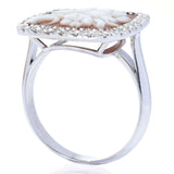 Cameo Italiano 14K Gold 14mm Floral Bouquet Cameo & Diamond Halo Ring