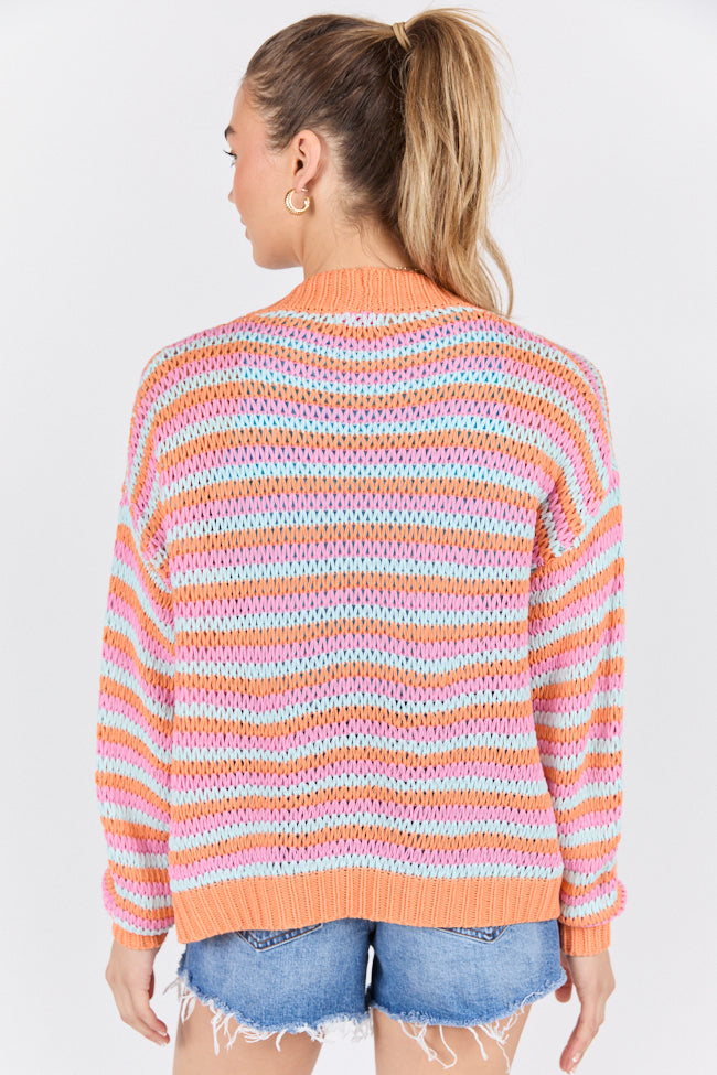 You're My Muse Pink, Orange, And Mint Multi Stripe Cardigan