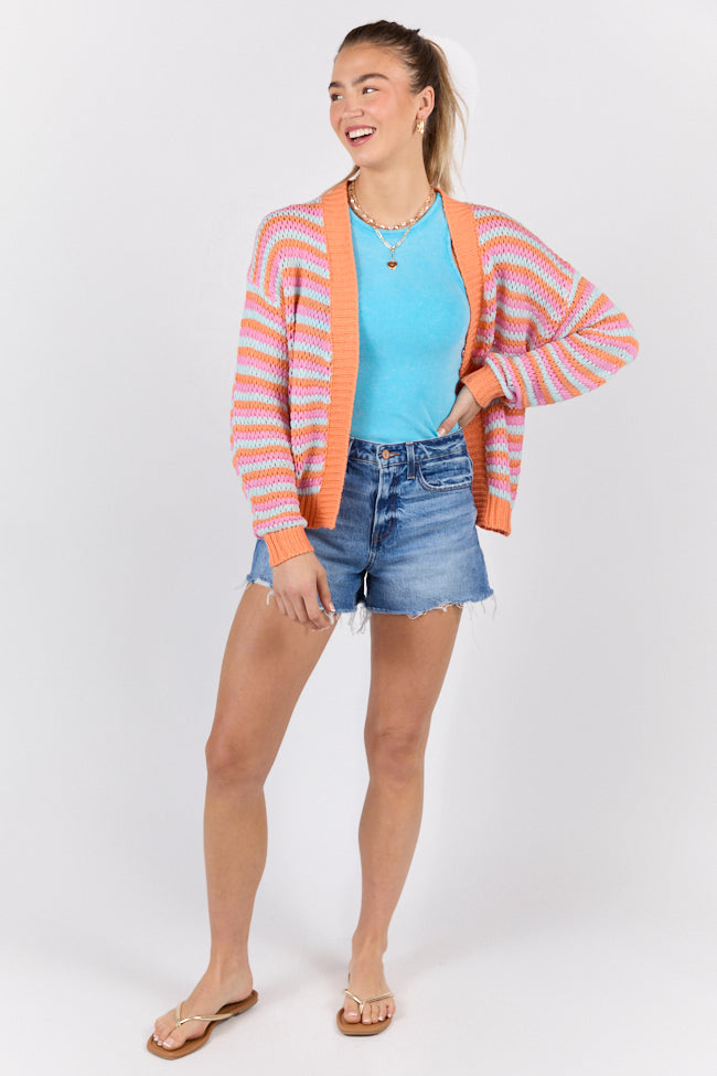 You're My Muse Pink, Orange, And Mint Multi Stripe Cardigan