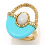 Gaetano Vitiello "Hollywood" Turquoise & Mother-of-Pearl Openwork Ring