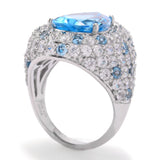 MUSE Sterling Silver 8.61ctw Blue Topaz & White Zircon Pave Ring