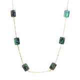 Claire Vessot Designs 14K Gold Plated 16x12mm Abalone Station Bar Necklace