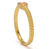 Cevherun 24K Gold Satin 0.31ctw Baguette Pink Sapphire Textured Ring