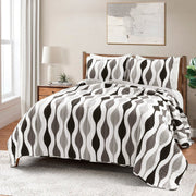 Mid Century Geo Reversible Quilt 3 Piece Set