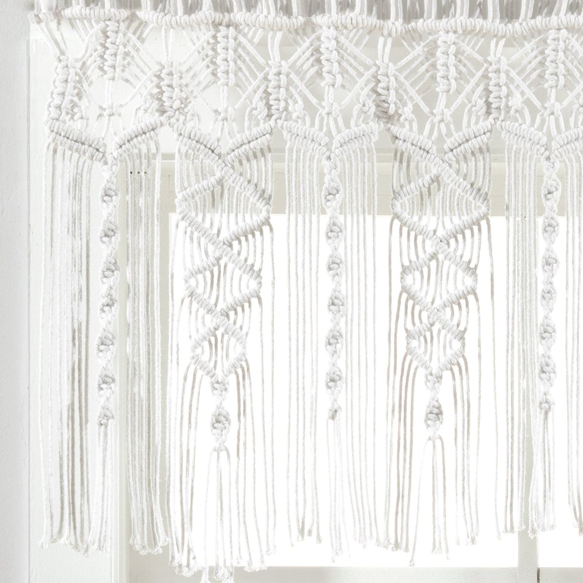 Boho Macrame Textured Cotton Valance
