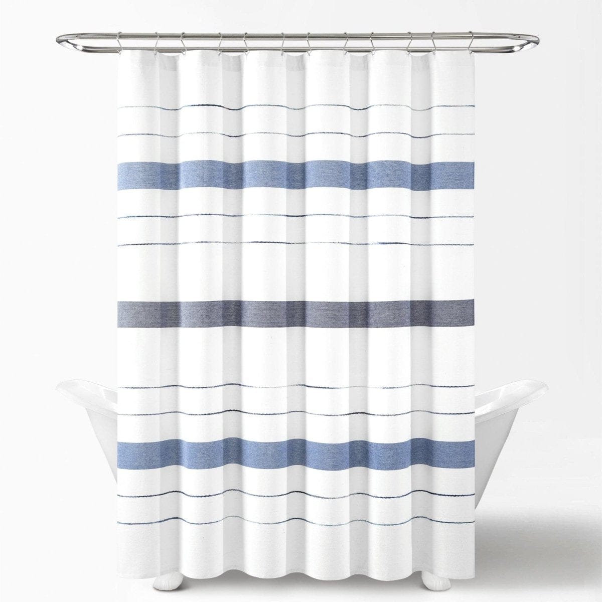 Chic Stripe Yarn Dyed Eco-friendly Recycled Cotton Blend Shower Curtain