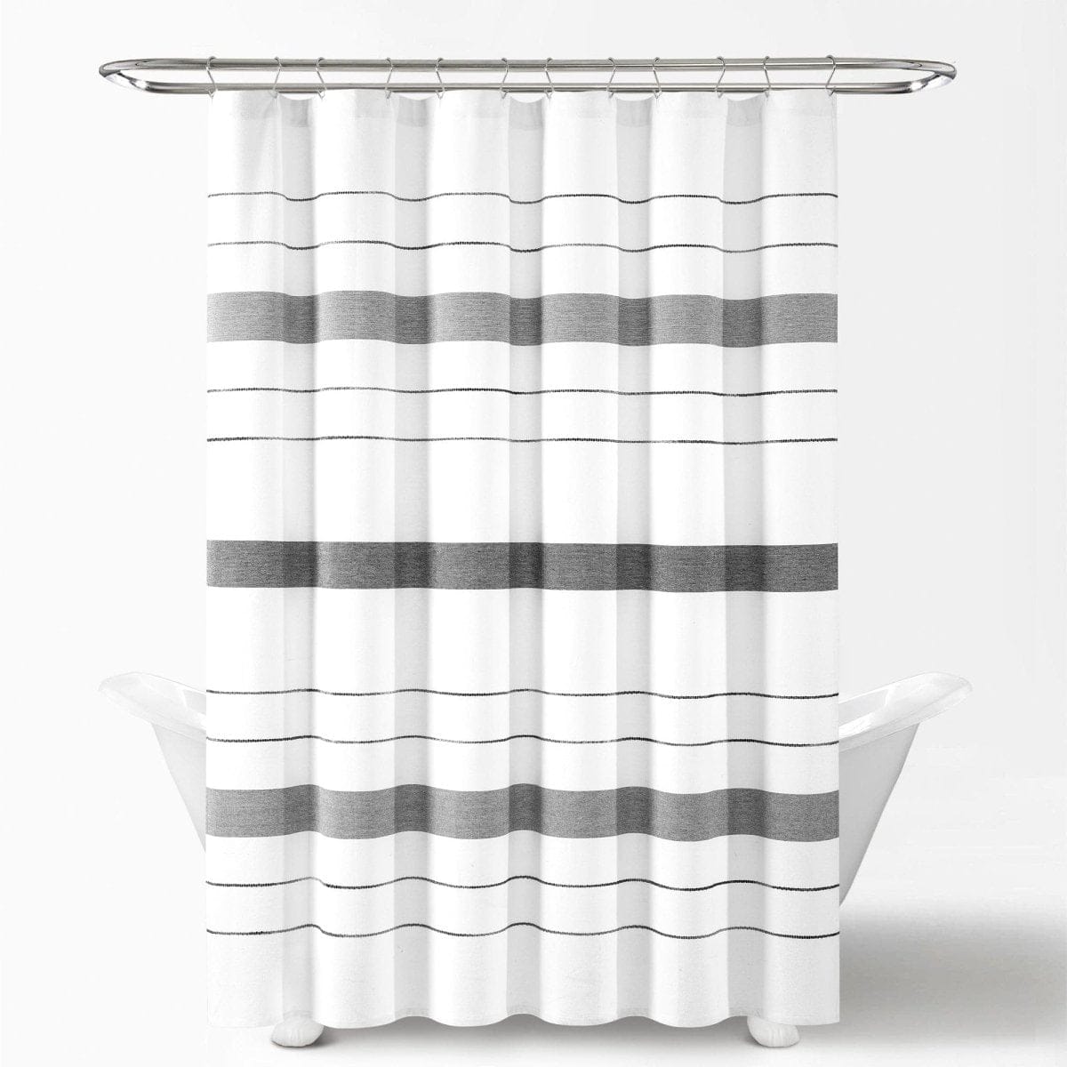 Chic Stripe Yarn Dyed Eco-friendly Recycled Cotton Blend Shower Curtain