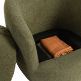 Upholstered Swivel Barrel Chair with Metal Base and Storage