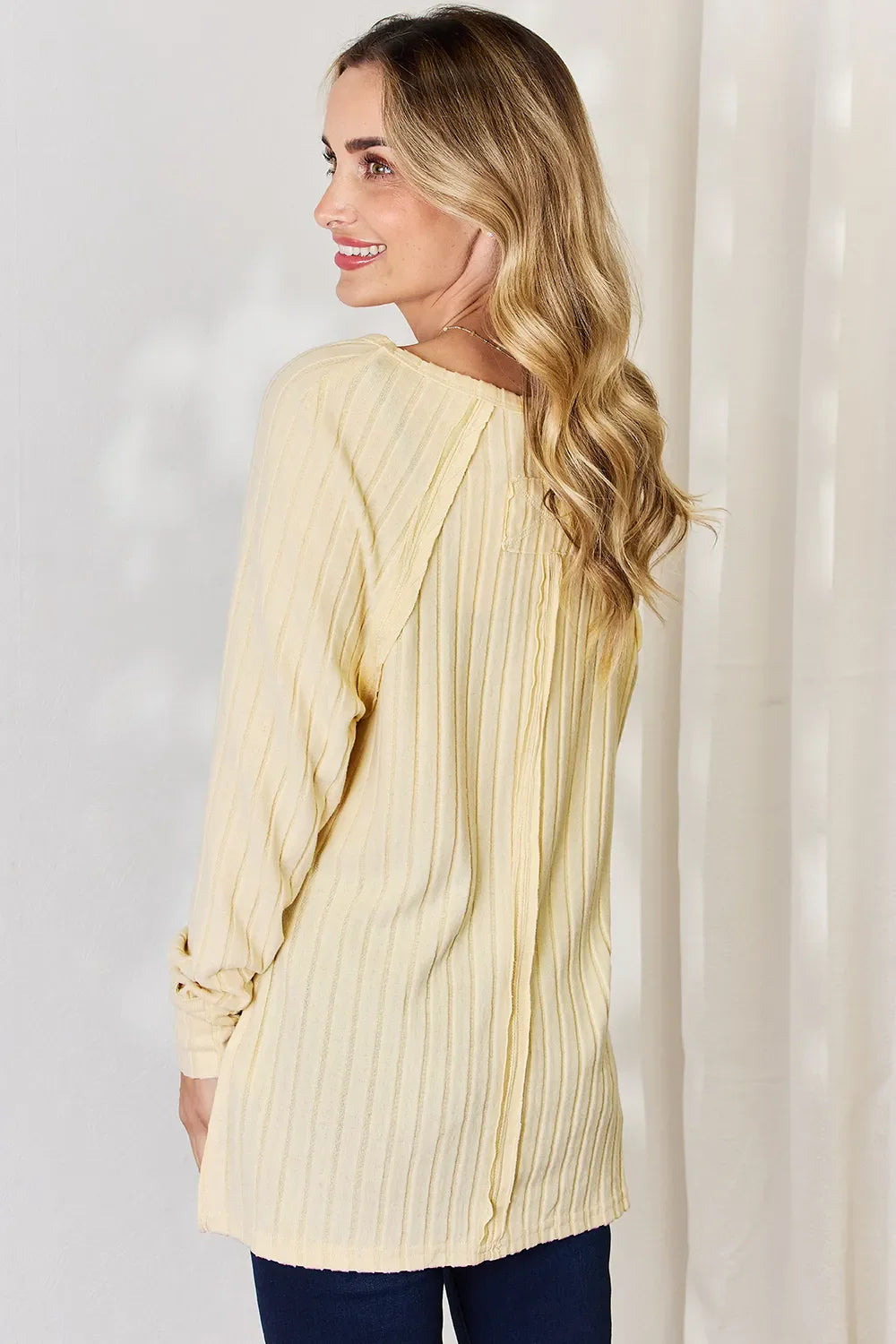 Basic Bae Full Size Ribbed Round Neck Slit Knit Top | Includes Plus Size