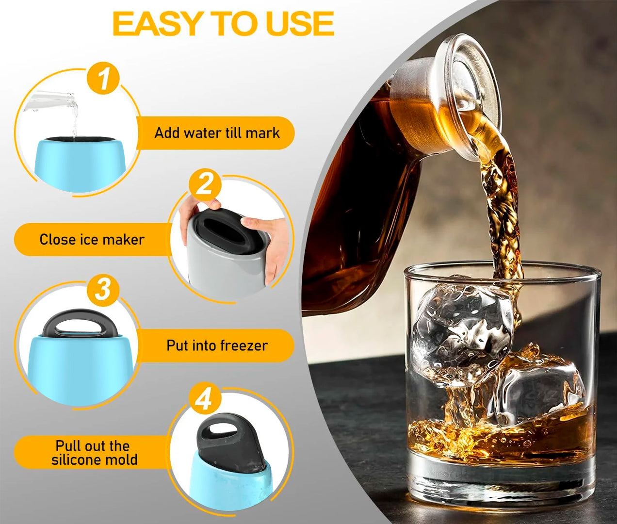 Crystal Clear Round Ice Maker - 2  2.5" Clear Ice Cubes
