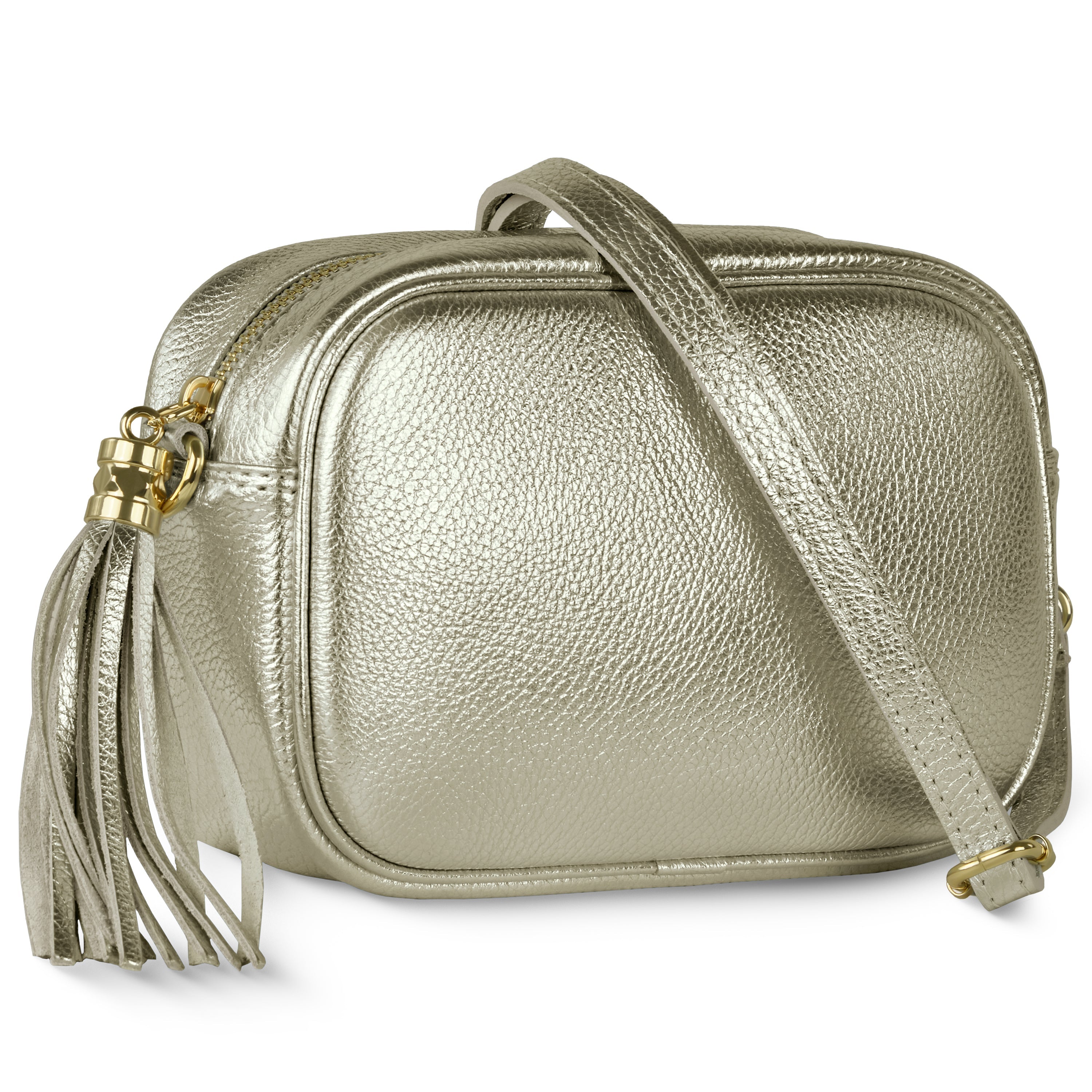 Italian Genuine Metallic Calf Leather Crossbody Bag 231302
