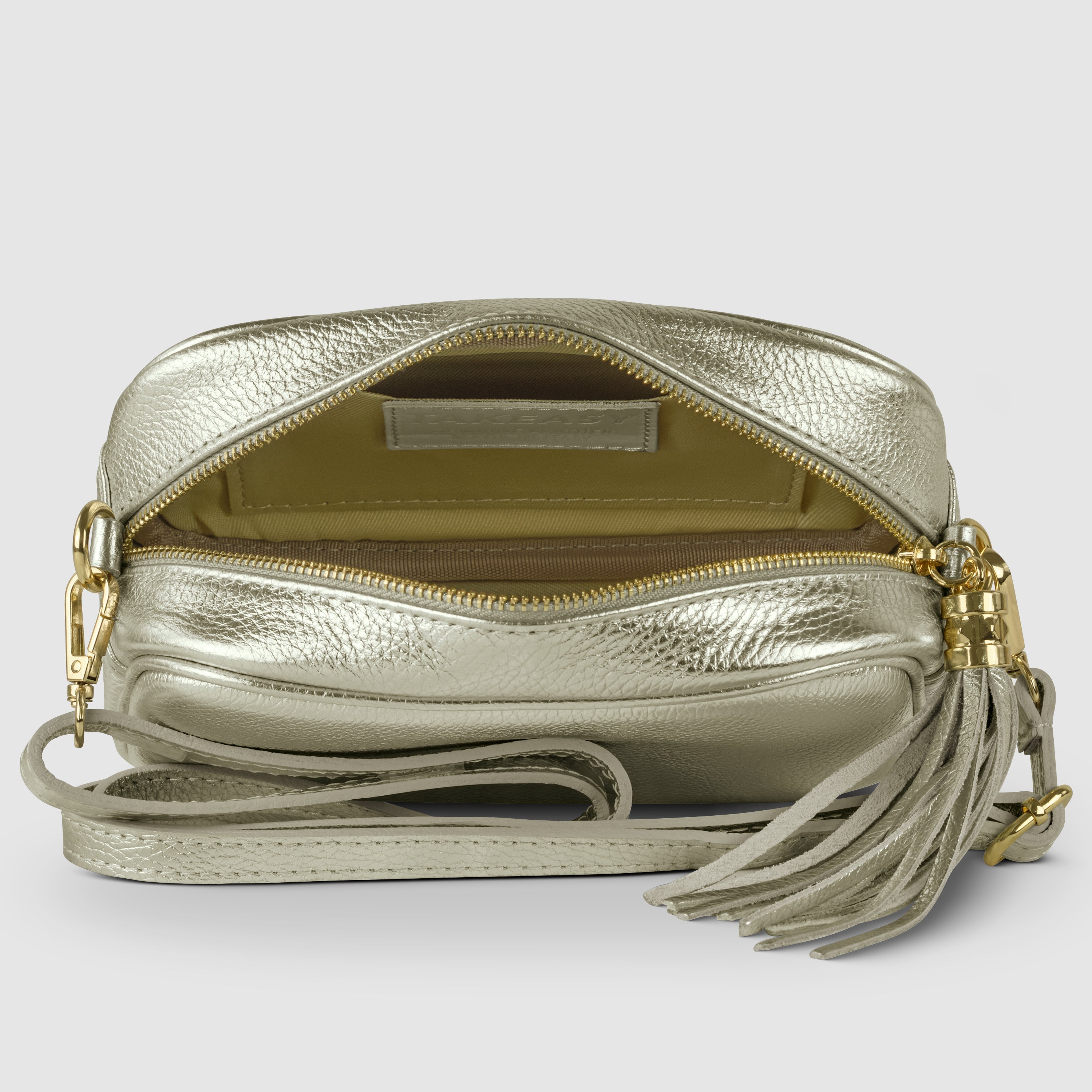 Italian Genuine Metallic Calf Leather Crossbody Bag 231302