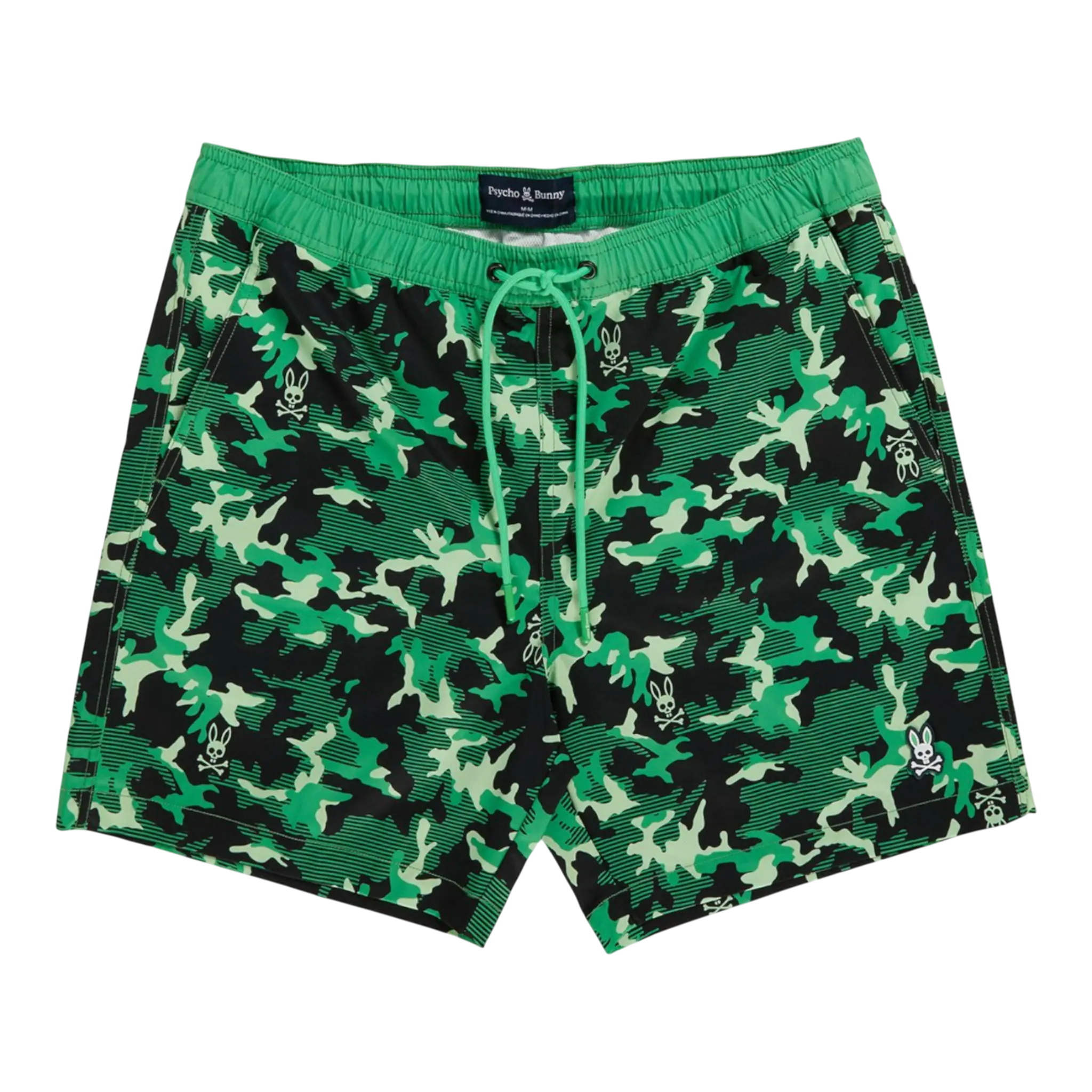 Psycho Bunny Rye All Over Print Men Swim Trunks Black