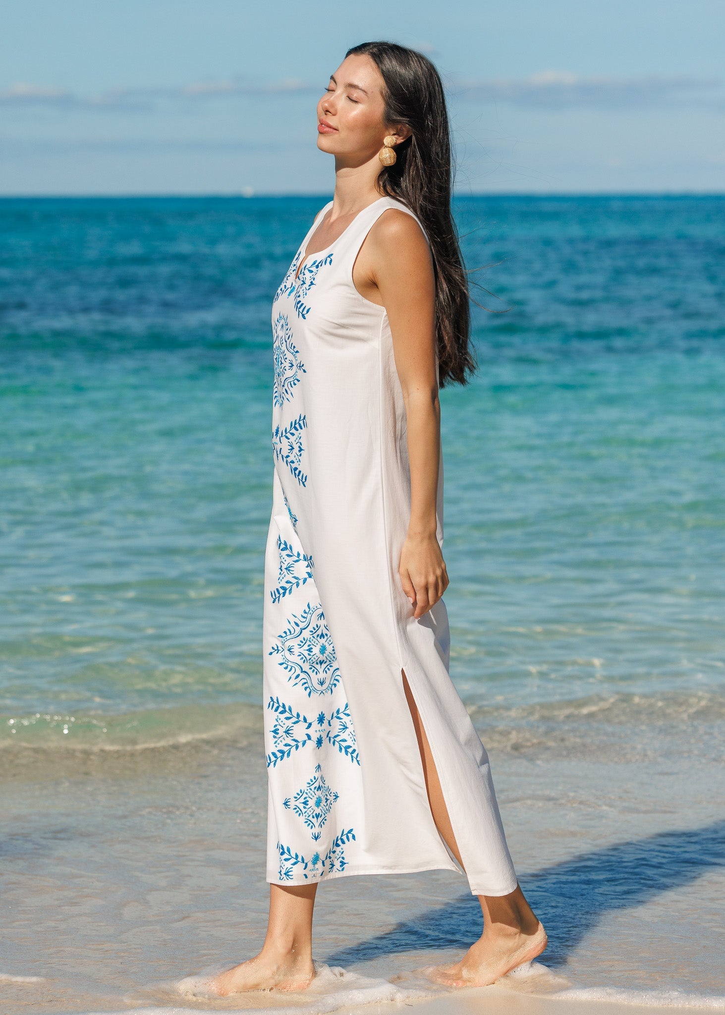 White Side Slit Maxi Dress