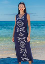 Navy Side Slit Maxi Dress
