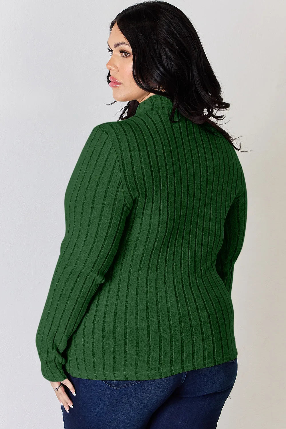 Basic Bae Full Size Ribbed Mock Neck Long Sleeve Knit Top | Includes Plus Size