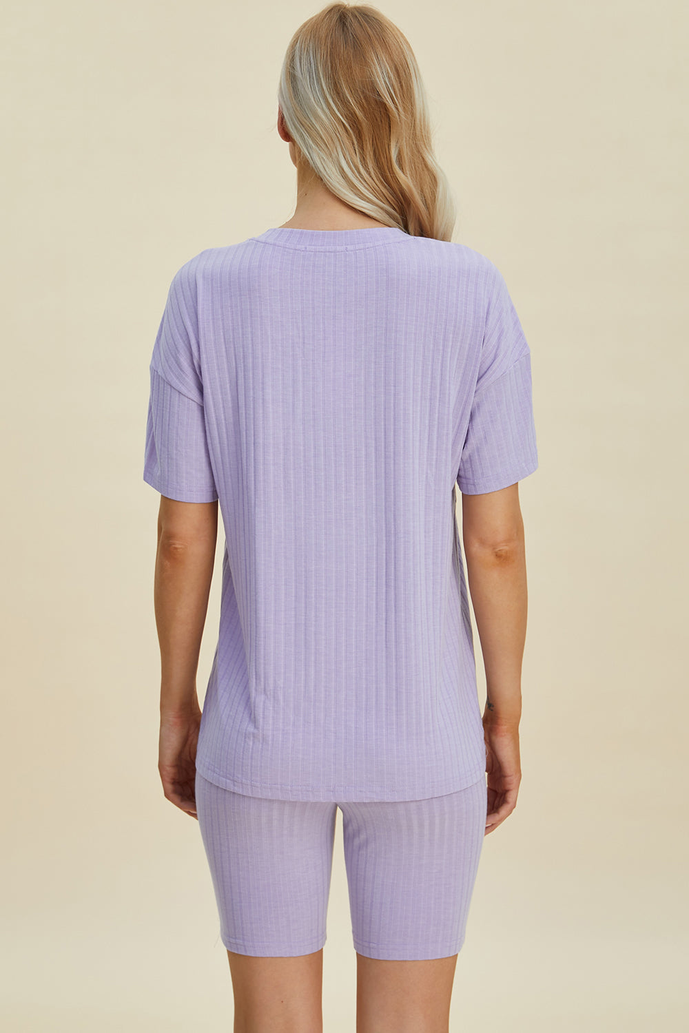 Basic Bae Full Size Ribbed V-neck Short Sleeve Top And Shorts Set