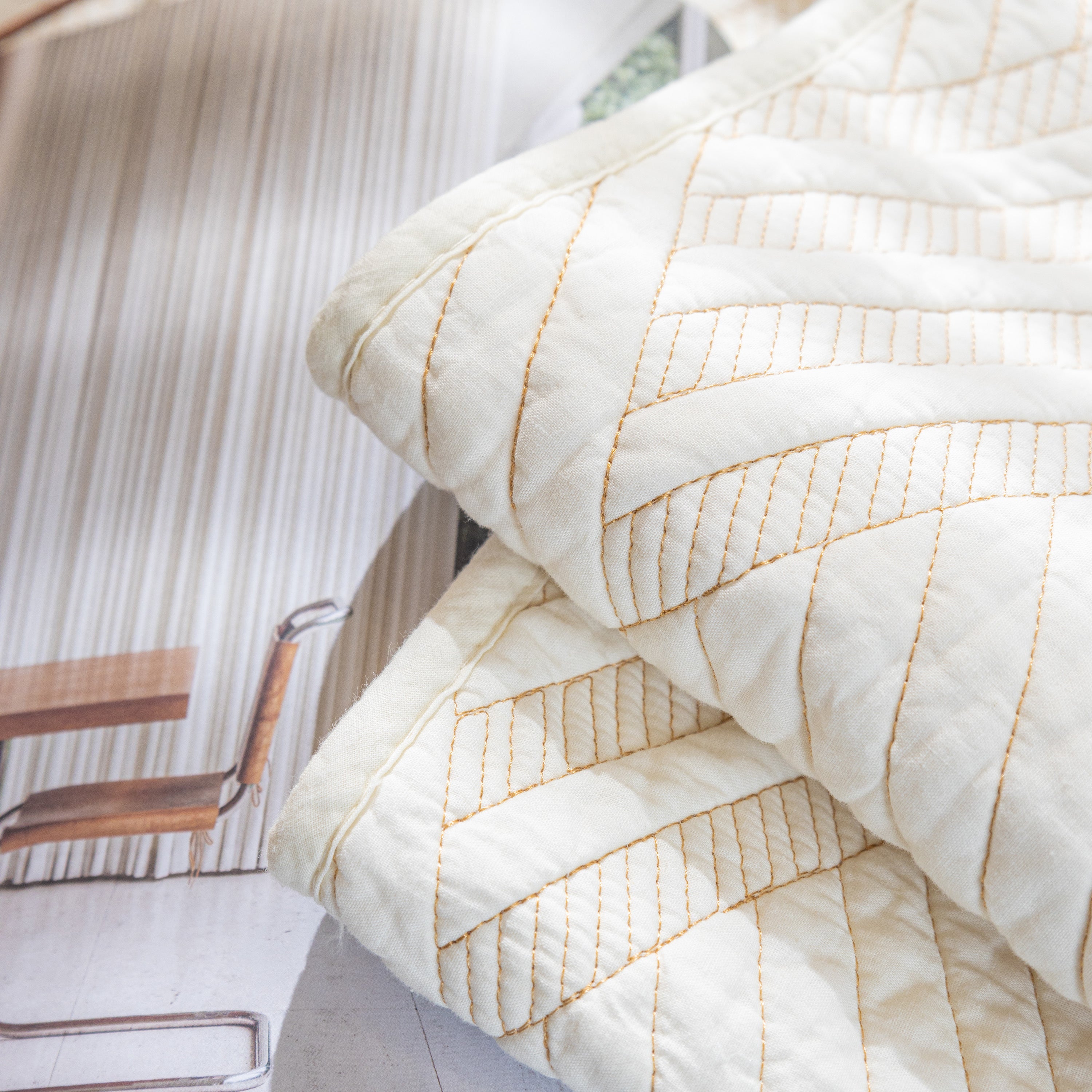 Quilted Geometric Cotton Sofa Cover, Non-slip & Thick Padded Furniture Covers