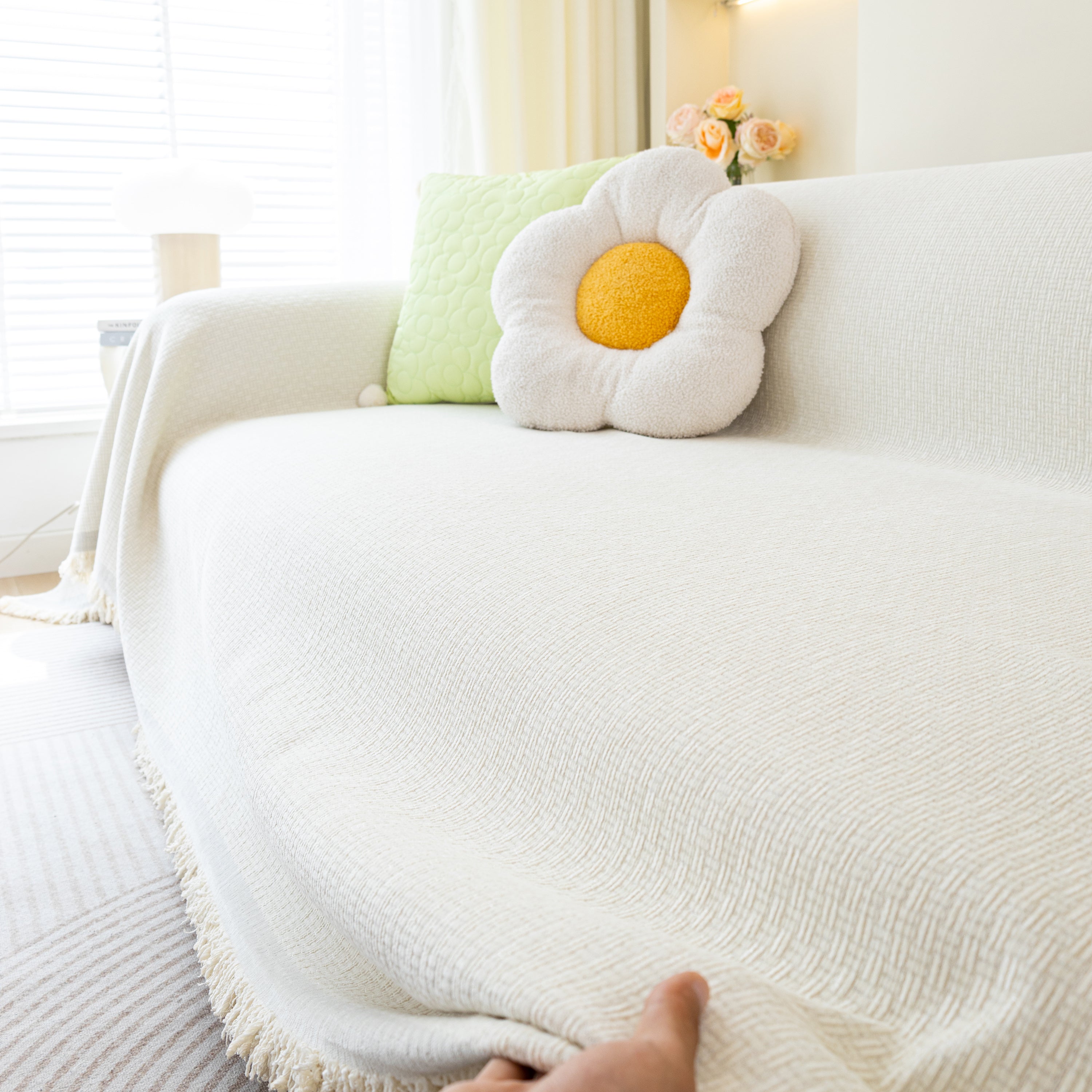 Chenille Large Throw Couch Cover Blanket With Water-resistant For Futon, Loveseat, And L-shaped Sofa