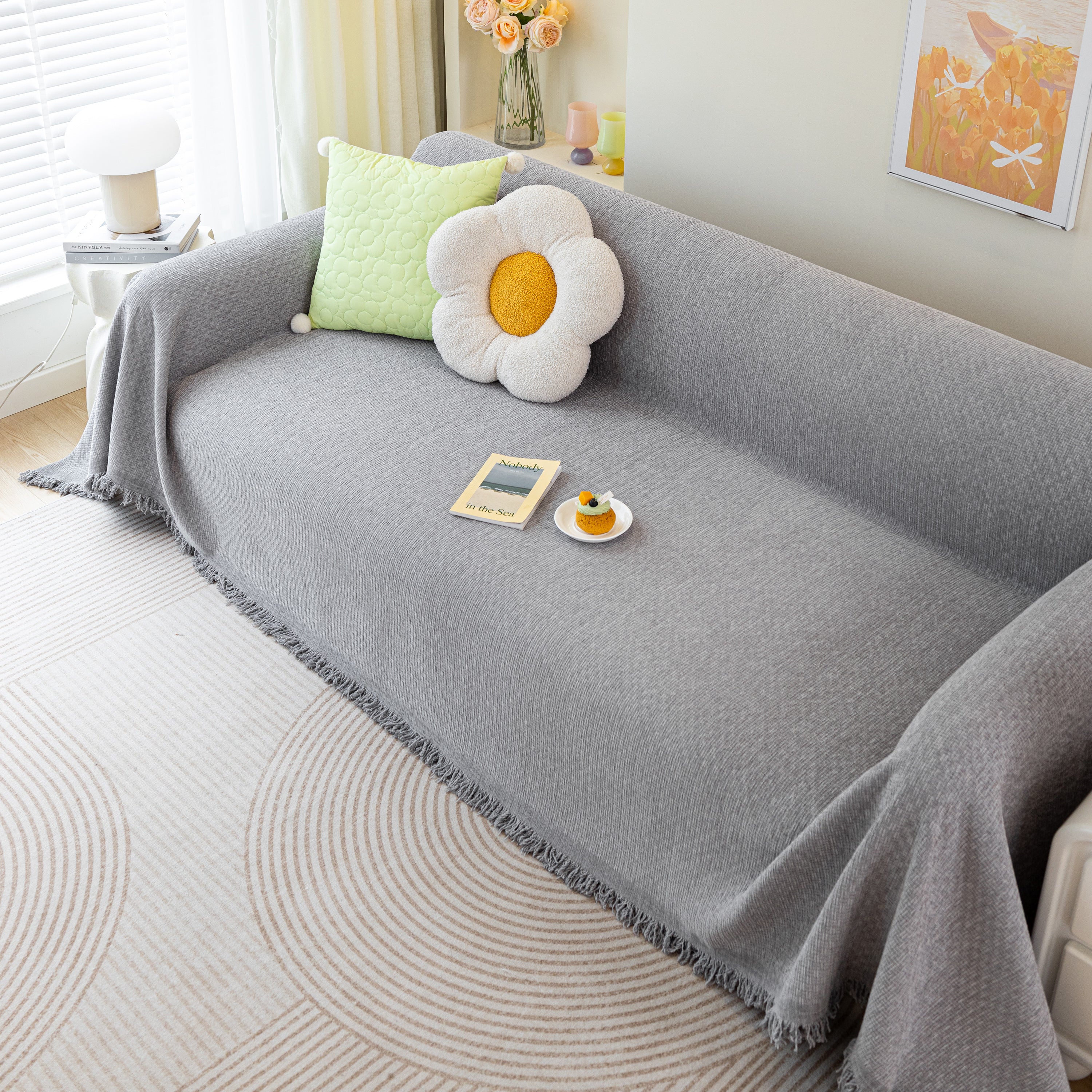 Chenille Large Throw Couch Cover Blanket With Water-resistant For Futon, Loveseat, And L-shaped Sofa